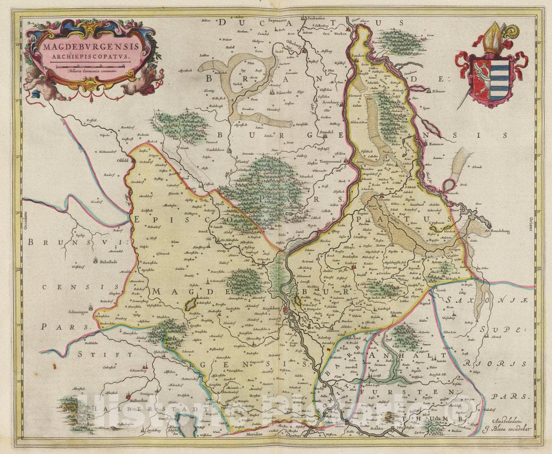 Historic Map : Germany, Magdebvrgensis Archiepiscopatvs, 1665 Atlas , Vintage Wall Art