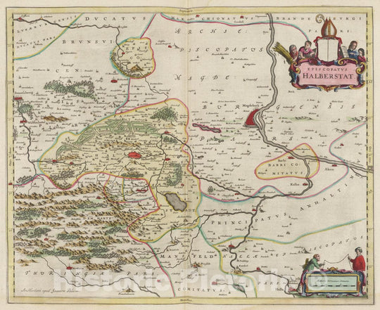 Historic Wall Map : Germany, Episcopatvs Halberstat, 1665 Atlas , Vintage Wall Art