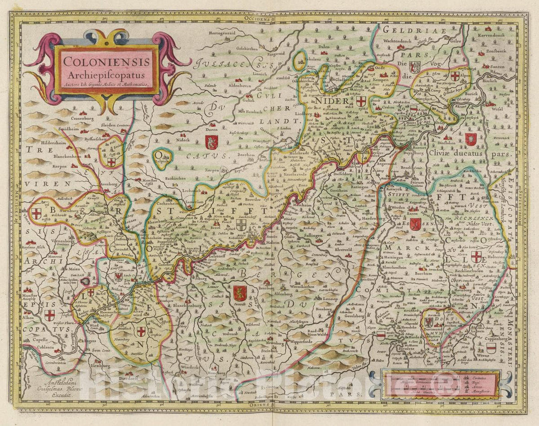 Historic Map : Germany, Coloniensis Archiepiscopatus, 1665 Atlas , Vintage Wall Art