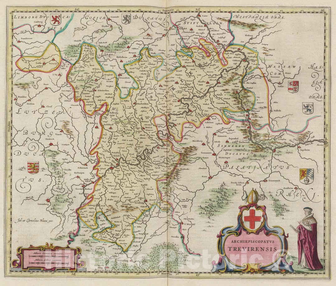 Historic Map : Germany, Archiepiscopatvs Trevirensis, 1665 Atlas , Vintage Wall Art