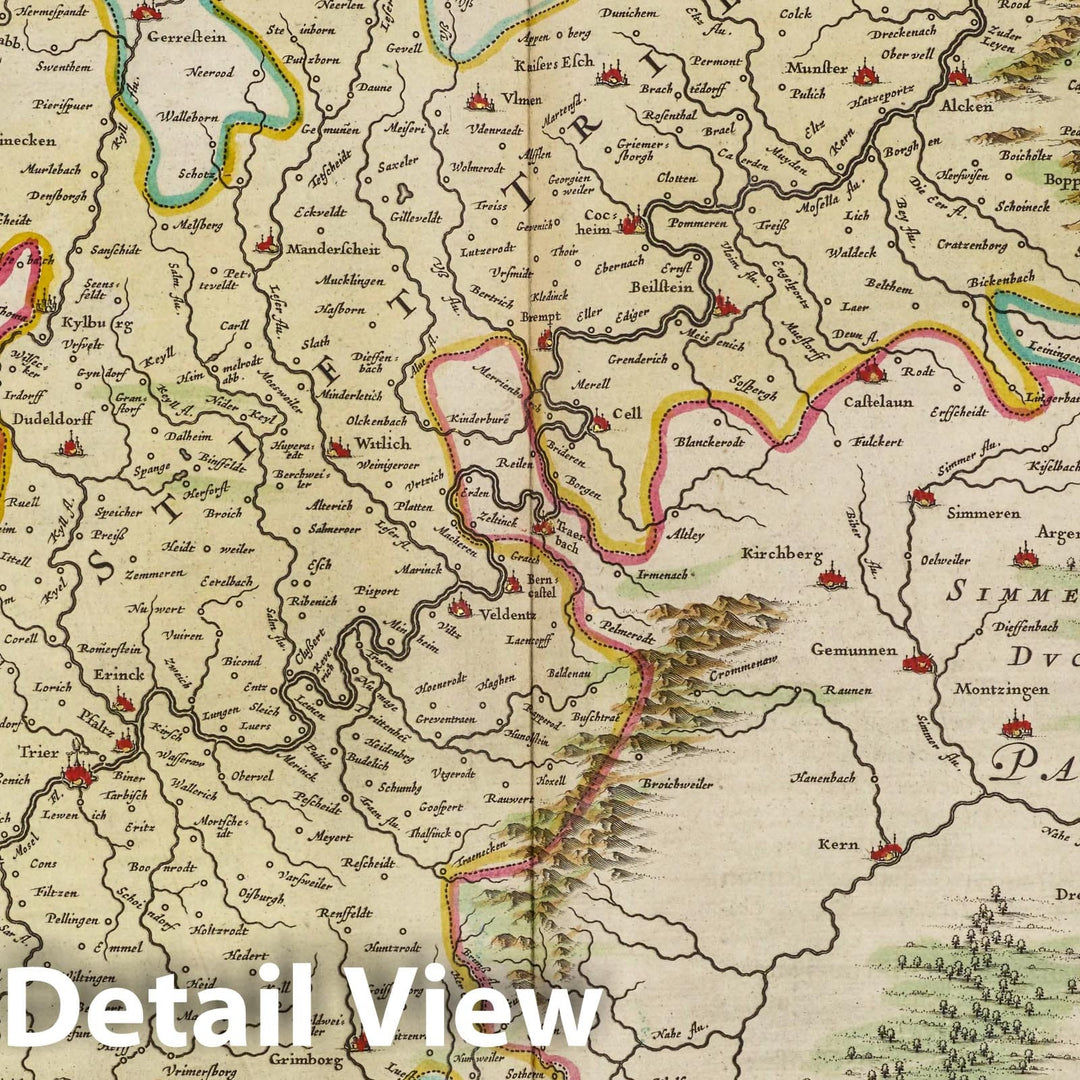 Historic Map : Germany, Archiepiscopatvs Trevirensis, 1665 Atlas , Vintage Wall Art