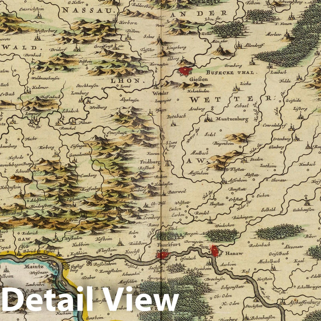 Historic Map : Germany, Hassia Svperior et Mogvntinvs Archiepiscopatvs, 1665 Atlas , Vintage Wall Art