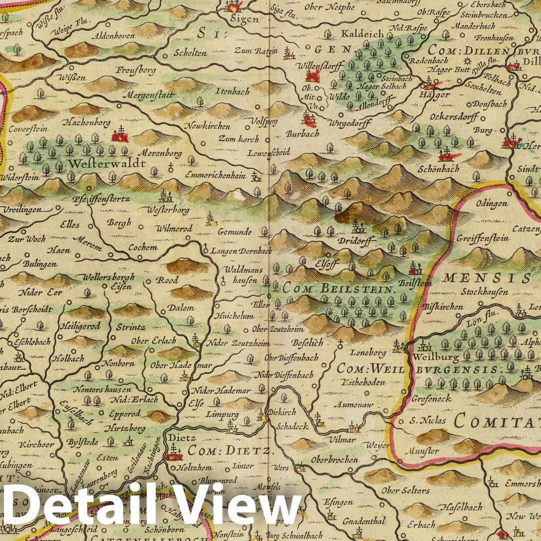 Historic Map : Germany, Atlas Maior Sive Cosmographia Blaviana, Qua Solvm, Salvm, Coelvm, Accvratissime Describvntvr. Nassovia Comitatus, 1665 Atlas , Vintage Wall Art