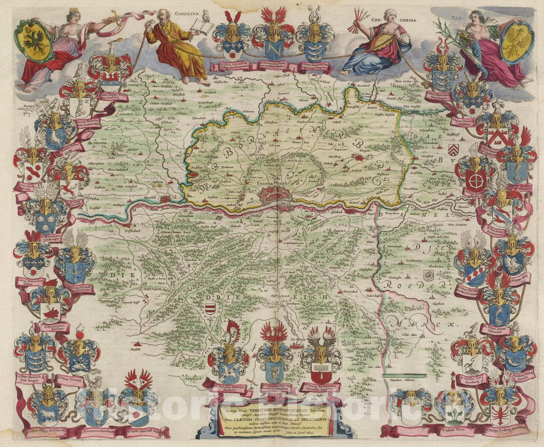 Historic Map : Germany , Frankfurt am Main Germany, Novam Hanc Territorii Francofvrtensis Tabulam, 1665 Atlas , Vintage Wall Art