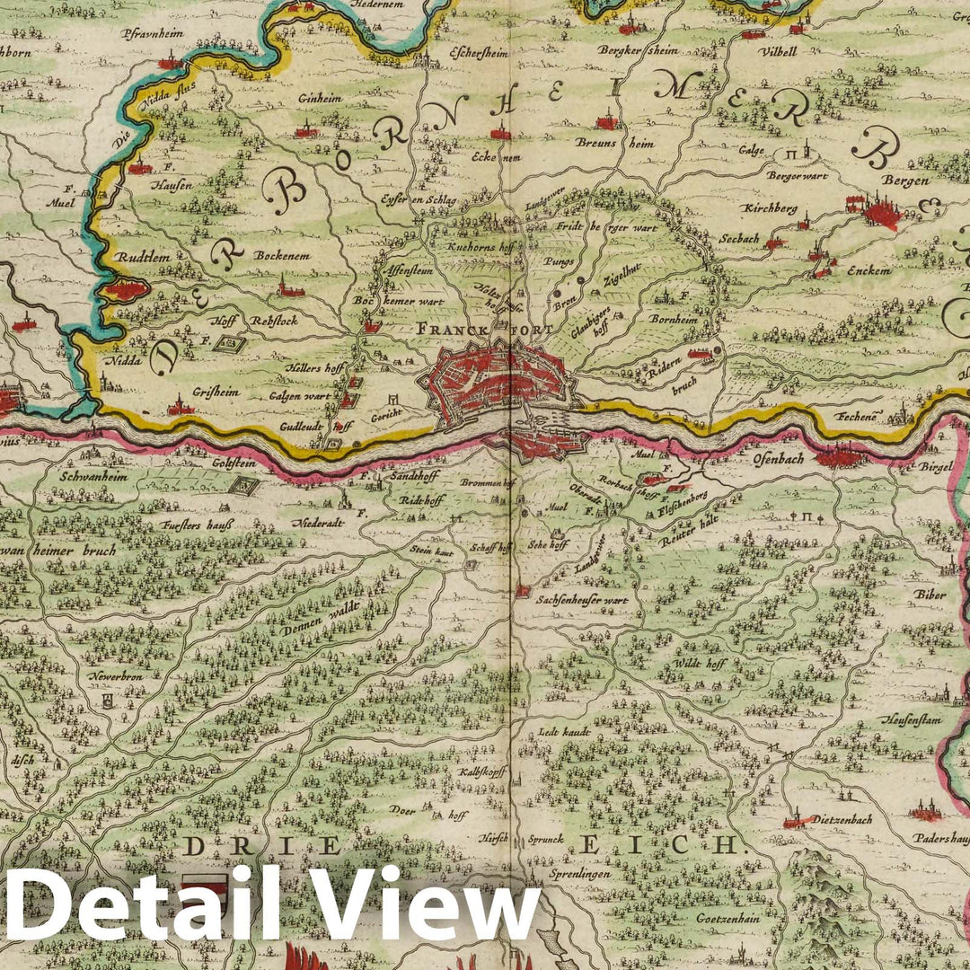 Historic Map : Germany , Frankfurt am Main Germany, Novam Hanc Territorii Francofvrtensis Tabulam, 1665 Atlas , Vintage Wall Art