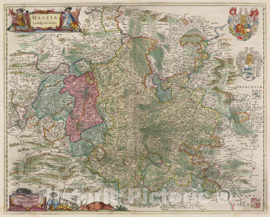 Historic Map : Germany, Atlas Maior Sive Cosmographia Blaviana, Qua Solvm, Salvm, Coelvm, Accvratissime Describvntvr. Hassia Landgraviatus, 1665 Atlas , Vintage Wall Art