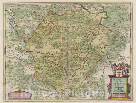 Historic Map : Germany, Territorium Abbatiae Heresfeldensis, 1665 Atlas , Vintage Wall Art