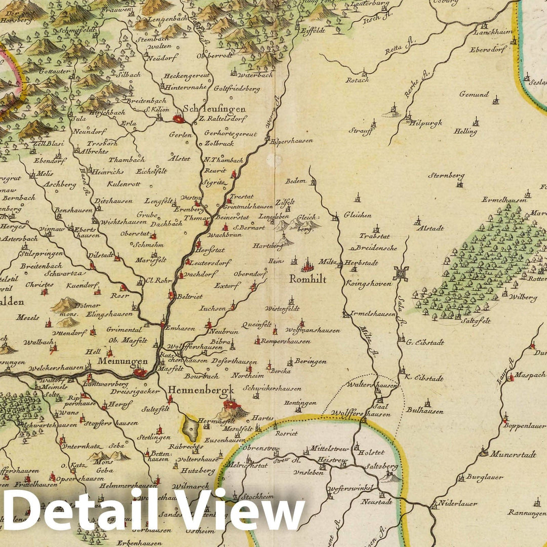 Historic Map : Germany, Comitatvs Hennebergensis, 1665 Atlas , Vintage Wall Art