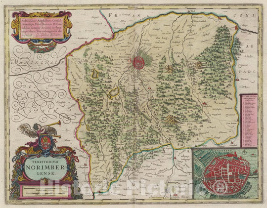 Historic Map : Germany , Nuremberg Germany, Territorivm Norimbergense, 1665 Atlas , Vintage Wall Art