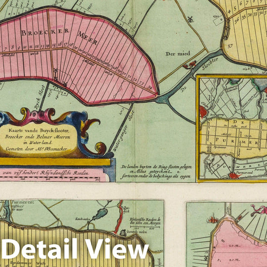 Historic Map : Netherlands, [a] Kaarte vande Buyck-slooter. Meeren; [b] Caerte Van De Purmer; [c] Byllemer-Meer, 1665 Atlas , Vintage Wall Art