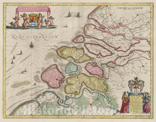 Historic Map : Netherlands, Atlas Maior Sive Cosmographia Blaviana, Qua Solvm, Salvm, Coelvm, Accvratissime Describvntvr. Zeelandia Comitatus, 1665 Atlas , Vintage Wall Art