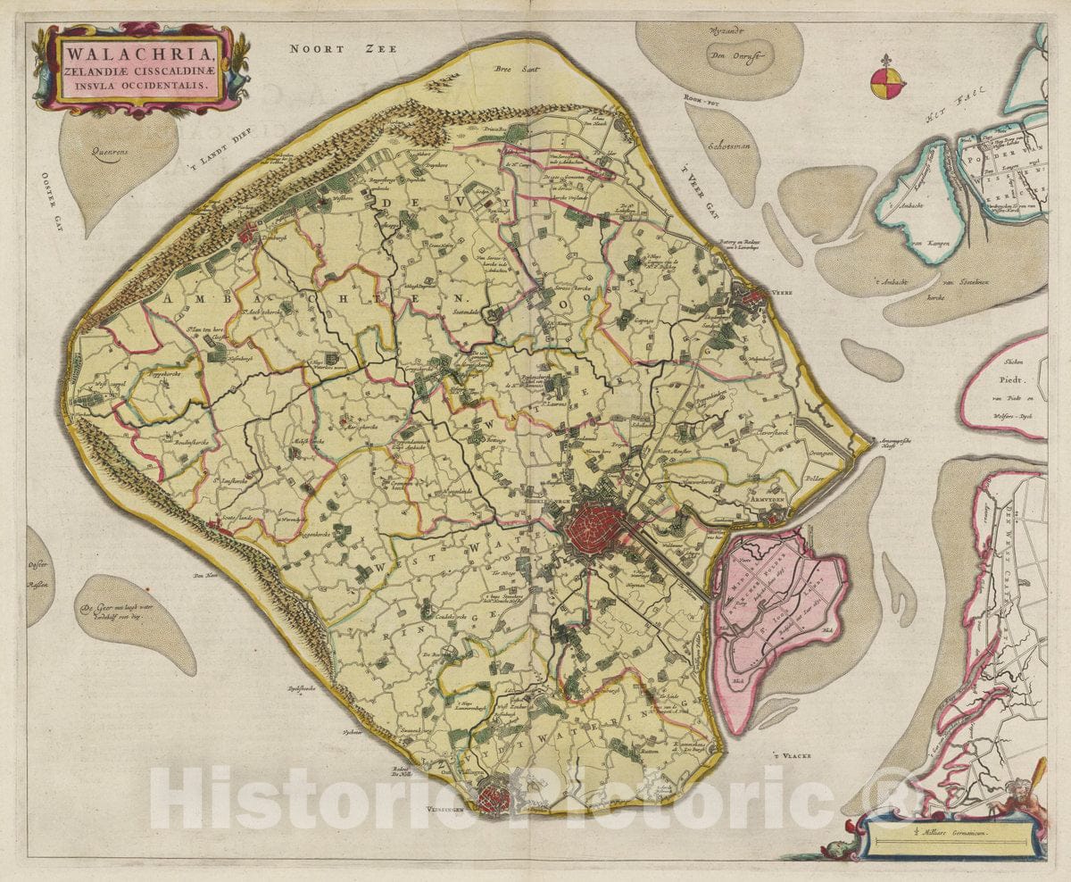 Historic Map : Netherlands, Atlas Maior Sive Cosmographia Blaviana, Qua Solvm, Salvm, Coelvm, Accvratissime Describvntvr. Walachria, 1665 Atlas , Vintage Wall Art