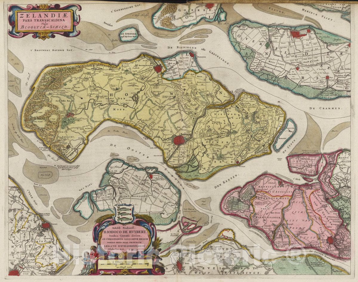 Historic Map : Netherlands, Zelandiae Pars Transscaldina, 1665 Atlas , Vintage Wall Art