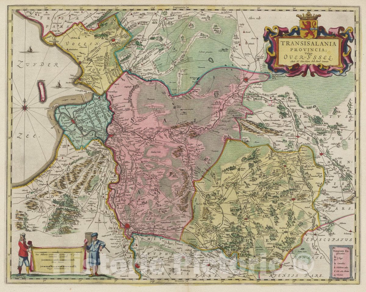 Historic Map : Netherlands, Transisalania Provincia, 1665 Atlas , Vintage Wall Art