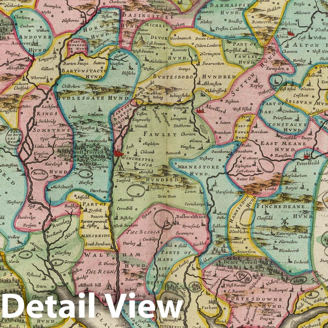 Historic Map : England, Hantoniae sive Sovthantonensis Comitatvs, 1665 Atlas , Vintage Wall Art