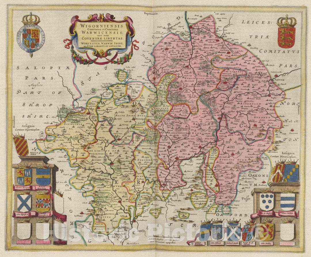 Historic Map : England, Wigorniensis Comitatus et Comitatus Warwicensis, 1665 Atlas , Vintage Wall Art