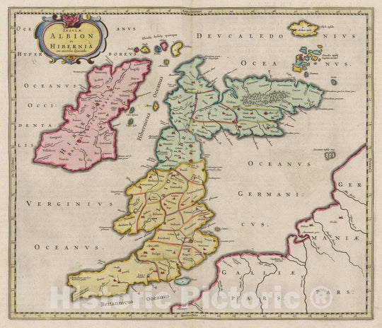 Historic Map : Scotland, Insvlae Albion et Hibernia, 1665 Atlas , Vintage Wall Art