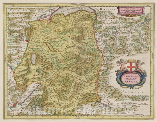 Historic Map : Italy, Savoy Region (Italy) Sabavdia Dvcatvs Savoye, 1665 Atlas , Vintage Wall Art