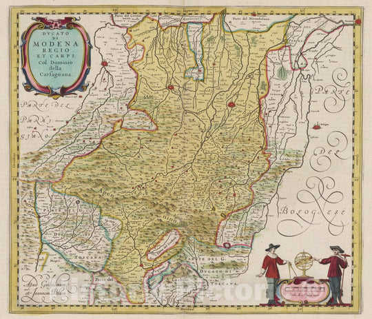 Historic Map : Italy, Modena Region (Italy) Ducato Di Modena, Regio et Carpi, 1665 Atlas , Vintage Wall Art