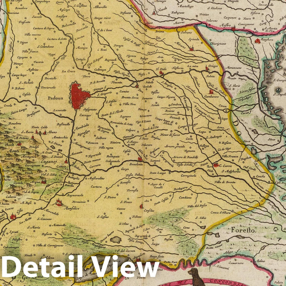 Historic Map : Italy, Padua Region (Italy) Atlas Maior Sive Cosmographia Blaviana, Territorio Padovano, 1665 Atlas , Vintage Wall Art