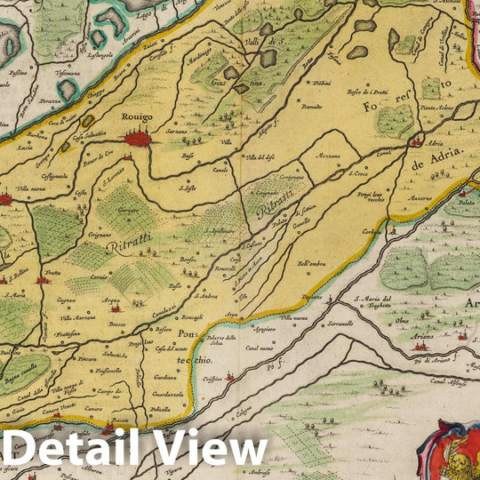 Historic Map : Italy, Rovigo Region (Italy) Atlas Maior Sive Cosmographia Blaviana, Polesino Di Rovigo, 1665 Atlas , Vintage Wall Art