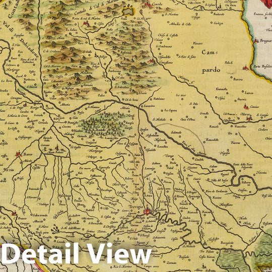 Historic Map : Italy, Treviso Region (Italy) Atlas Maior Sive Cosmographia Blaviana, Territorio Trevigiano, 1665 Atlas , Vintage Wall Art