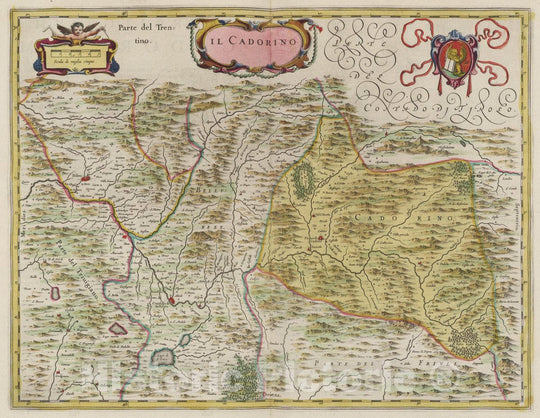 Historic Map : Italy, Treviso Region (Italy) Atlas Maior Sive Cosmographia Blaviana, Il Cadorino, 1665 Atlas , Vintage Wall Art