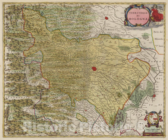 Historic Map : Italy, Bologna Region (Italy) Atlas Maior Sive Cosmographia Blaviana, Territorio Di Bologna, 1665 Atlas , Vintage Wall Art