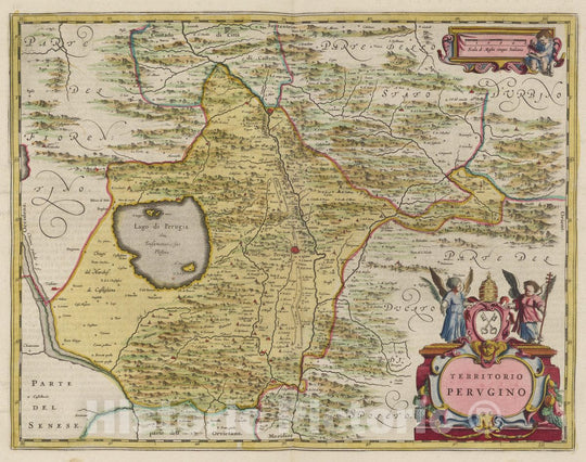 Historic Map : Italy, Perugia Region (Italy) Atlas Maior Sive Cosmographia Blaviana, Territorio Pervgino, 1665 Atlas , Vintage Wall Art