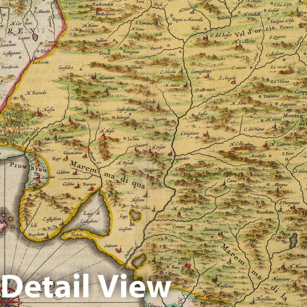 Historic Map : Italy, Siena Region (Italy) Territorio Di Siena et Dvcato di Castro, 1665 Atlas , Vintage Wall Art