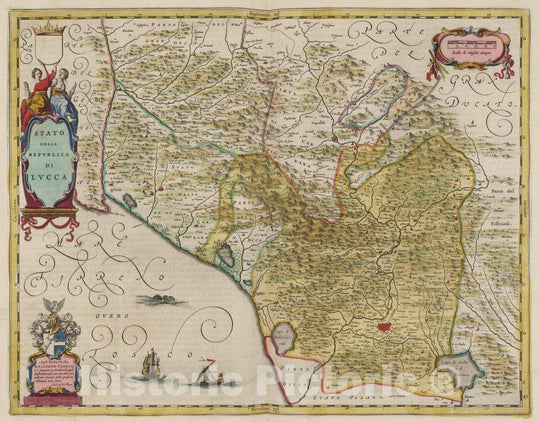 Historic Map : Italy, Lucca Region (Italy) Stato Della Repvblica Di Lvcca, 1665 Atlas , Vintage Wall Art