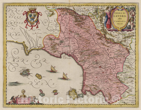 Historic Map : Italy, Naples Region (Italy) Atlas Maior Sive Cosmographia Blaviana, Qua Solvm, Salvm, Coelvm, Accvratissime Describvntvr. Terra Di Lavoro , Vintage Wall Art