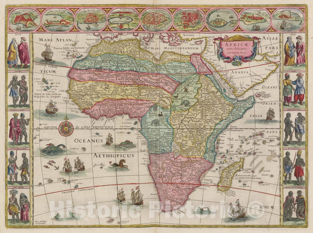 Historic Map : Africae nova descriptio, 1665 Atlas - Vintage Wall Art