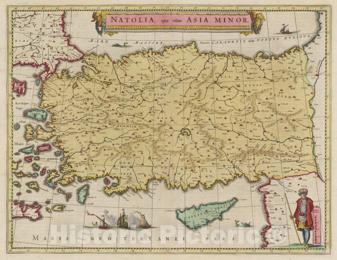 Historic Map : Turkey, Natoliae quae olim Asia Minor, 1665 Atlas , Vintage Wall Art