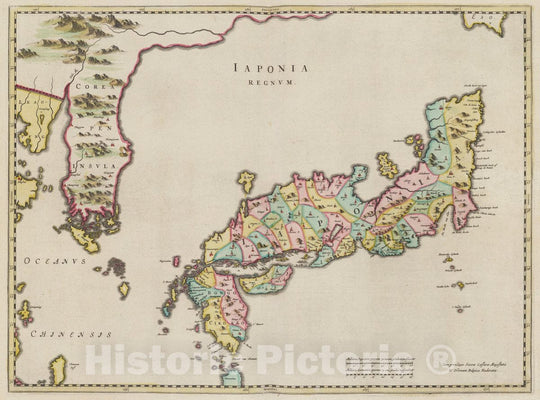 Historic Map : Japan, Atlas Maior Sive Cosmographia Blaviana, Qua Solvm, Salvm, Coelvm, Accvratissime Describvntvr. Iaponia Regnvm, 1665 Atlas , Vintage Wall Art