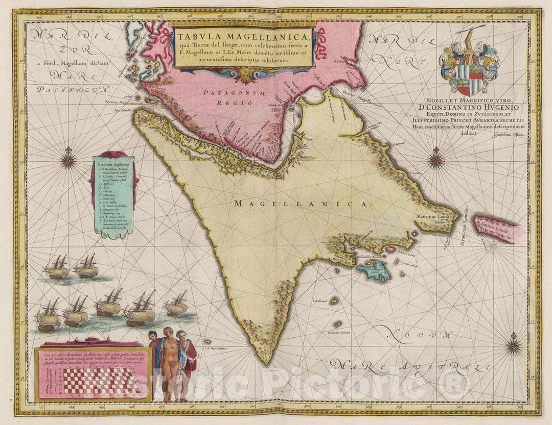 Historic Map : Chile, Straits of Magellan Atlas Maior Sive Cosmographia Blaviana, Tabvla Magellanica, 1665 Atlas , Vintage Wall Art