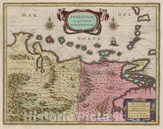 Historic Map : Venezuela, Atlas Maior Sive Cosmographia Blaviana, Qua Solvm, Salvm, Coelvm, Accvratissime Describvntvr. Venezvela, 1665 Atlas , Vintage Wall Art