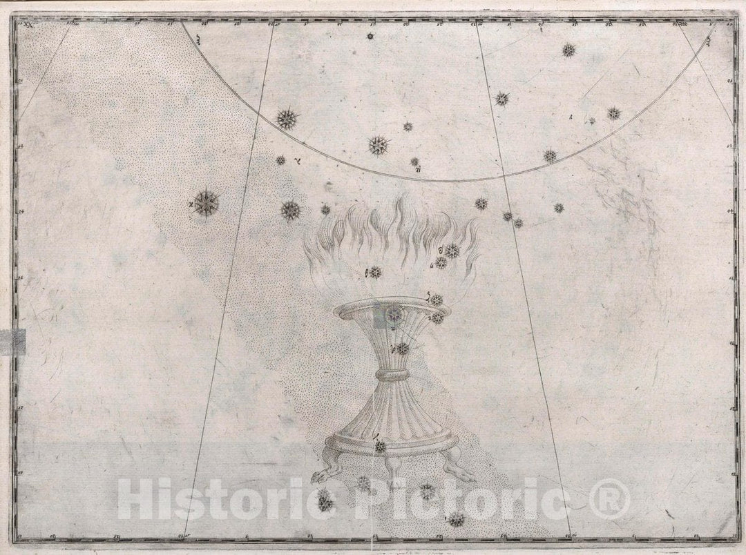 Historic Map : Constellation: Ara, The Fire Vessel, 1655 Celestial Atlas - Vintage Wall Art