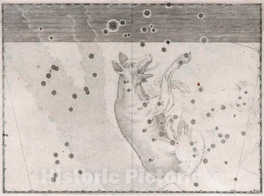 Historic Wall Map : Constellation: Lupus, The Wolf, 1655 Celestial Atlas - Vintage Wall Art