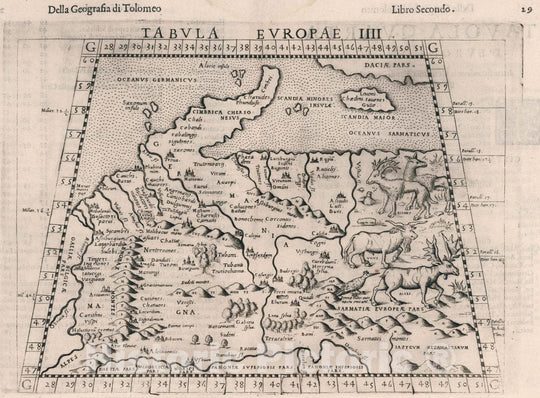 Historic Map : Germany, Europe, Central Tabula Europae IV. Della Geografia di Tolomeo. Libro Secondo, 1599 Atlas , Vintage Wall Art