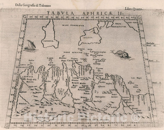 Historic Map : Africa, North Tabula Aphricae II. Della Geografia di Tolomeo. Libro Quarto, 1599 Atlas , Vintage Wall Art