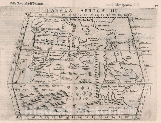 Historic Map : Egypt, Africa, North Tabula Aphricae IV. Della Geografia di Tolomeo. Libro Quarto, 1599 Atlas , Vintage Wall Art