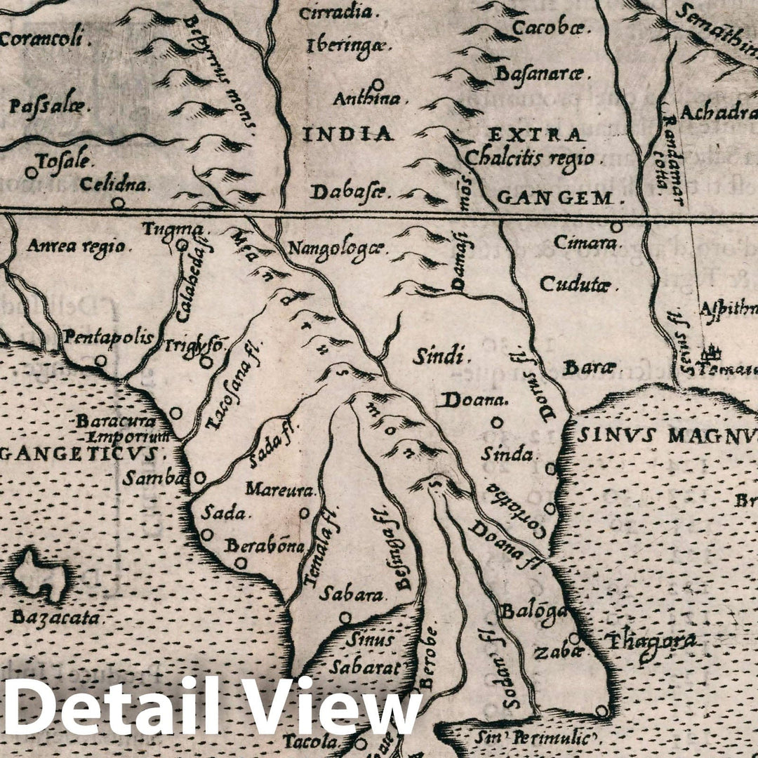 Historic Map : India, South East Asia Tabvla Asiae XI. Della Geografia di Tolomeo. Libro Settimo, 1599 Atlas , Vintage Wall Art