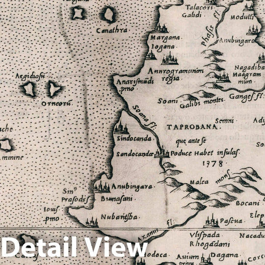 Historic Map : Sri Lanka, , Asia Tabvla Asiae XII. Della Geografia di Tolomeo. Libro Settimo, 1599 Atlas , Vintage Wall Art