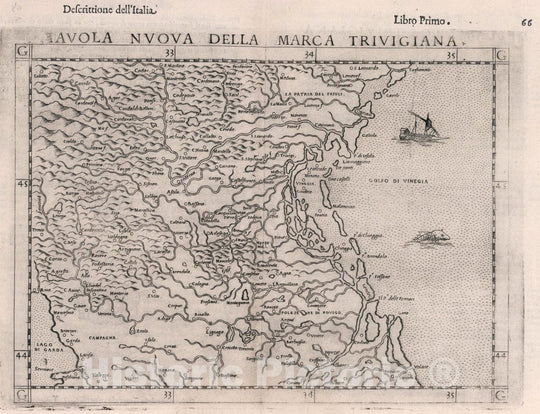 Historic Map : Italy, , Europe Tavola Nvova Della Marca Trivigiana, 1599 Atlas , Vintage Wall Art