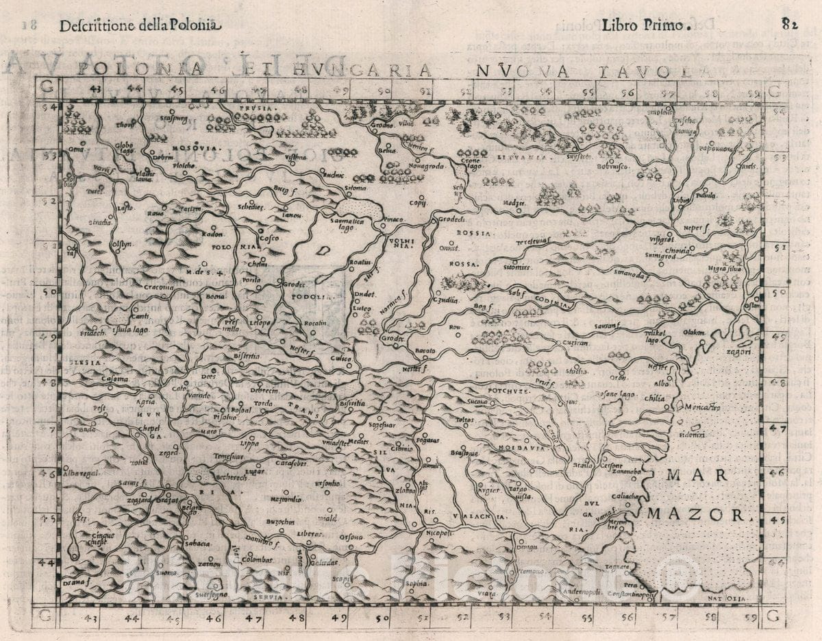 Historic Map : Poland, Europe, Eastern Polonia Et Hungaria Nuova Tavola, 1599 Atlas , Vintage Wall Art