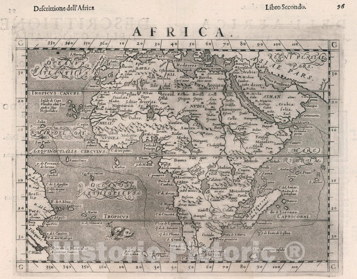 Historic Map : Africa. Descrittione dell' Africa. Libro Secondo, 1599 Atlas - Vintage Wall Art