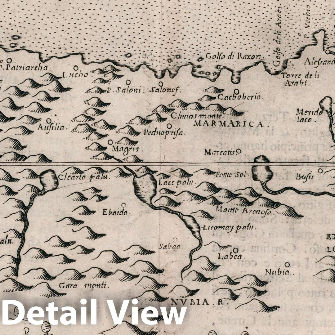 Historic Map : Africa, North Marmarica Nvova tavola. Descrittione dell' Africa. Libro Secondo, 1599 Atlas , Vintage Wall Art