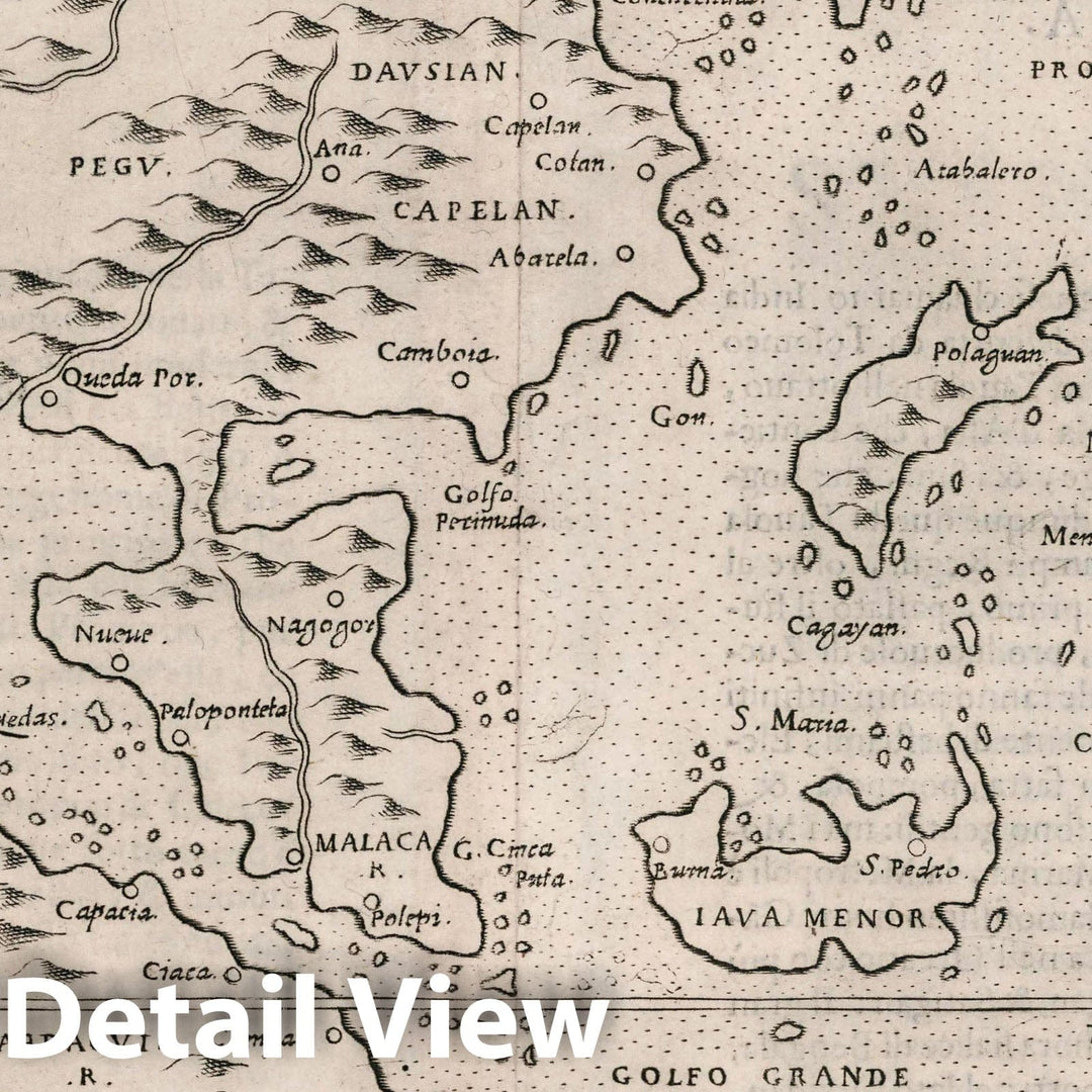 Historic Map : Indonesia, Southeast Asia India Tercera Nuova Tavola. Descrittione dell' Asia. Libro Trezo, 1599 Atlas , Vintage Wall Art