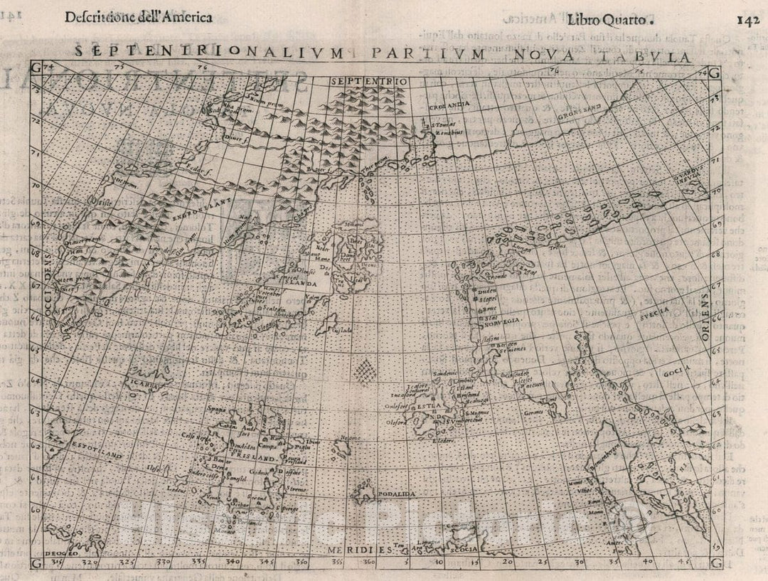 Historic Map : North Atlantic Ocean Septentrionalivm Partivm Nova Tabula, 1599 Atlas , Vintage Wall Art